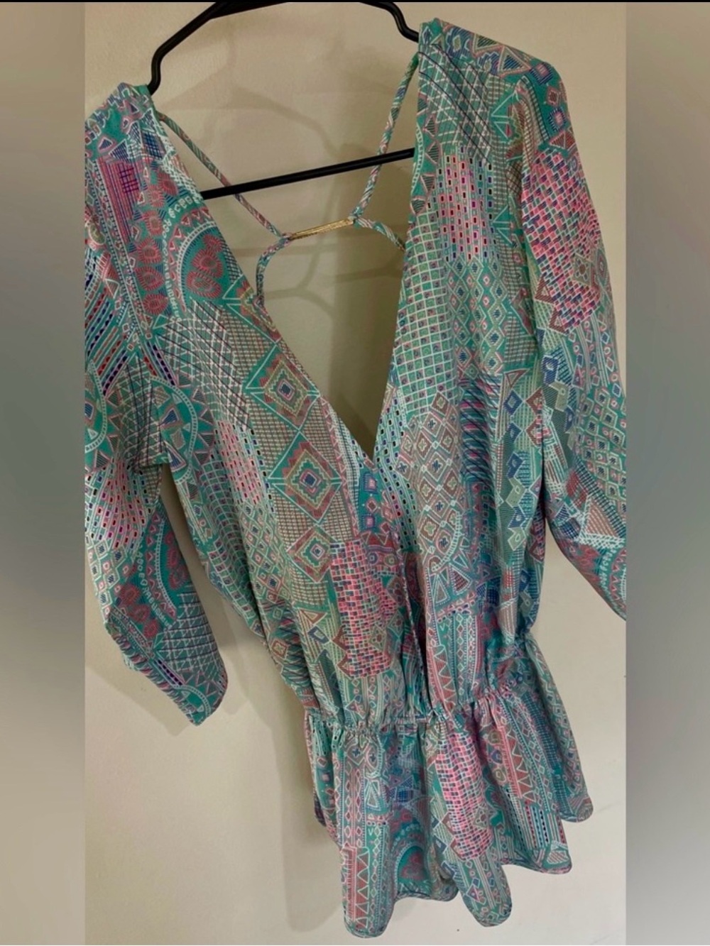 Beach Bunny Teal & Pink Cover-Up Romper